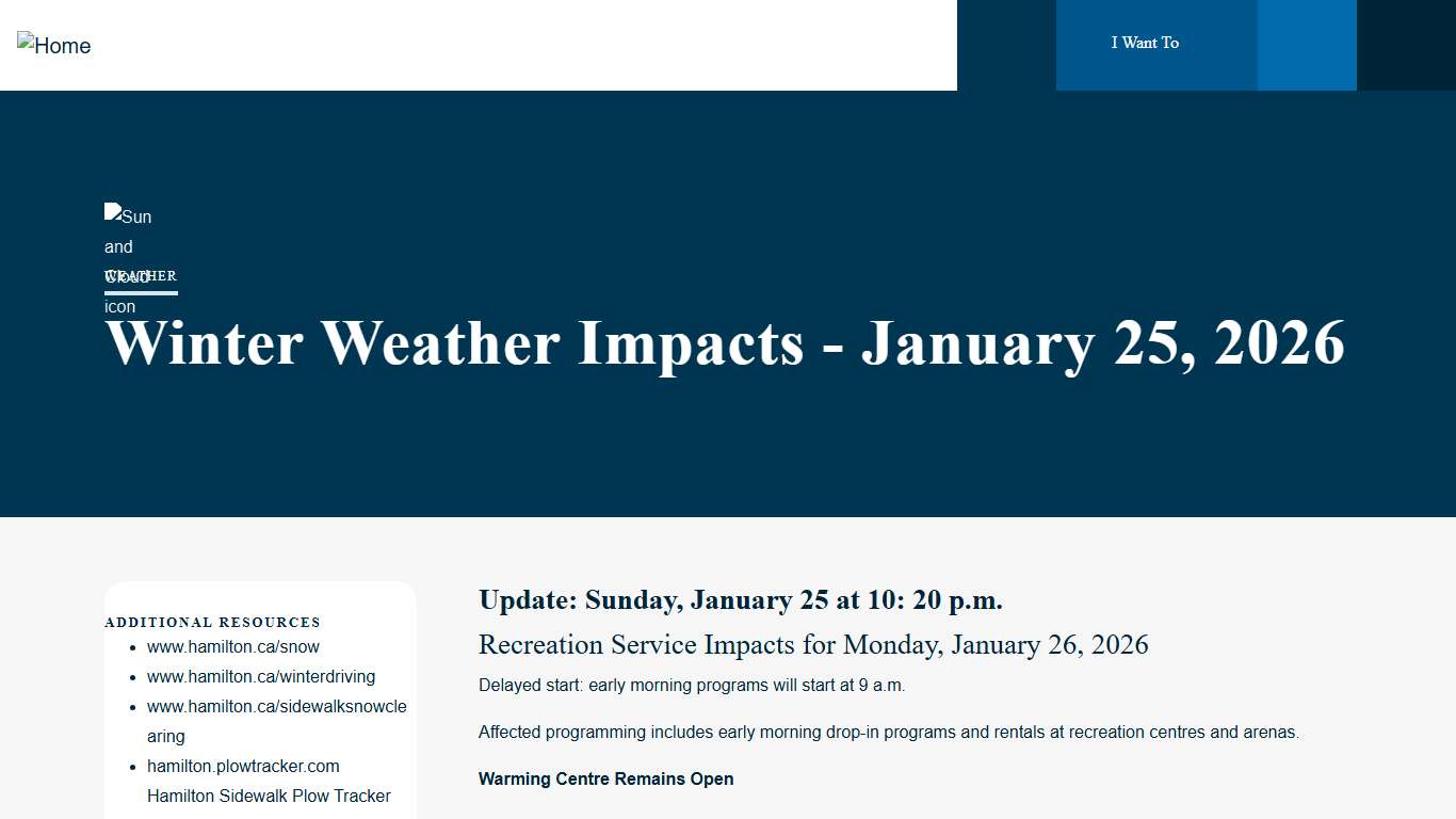 Winter Weather Impacts - January 25, 2026 City of Hamilton